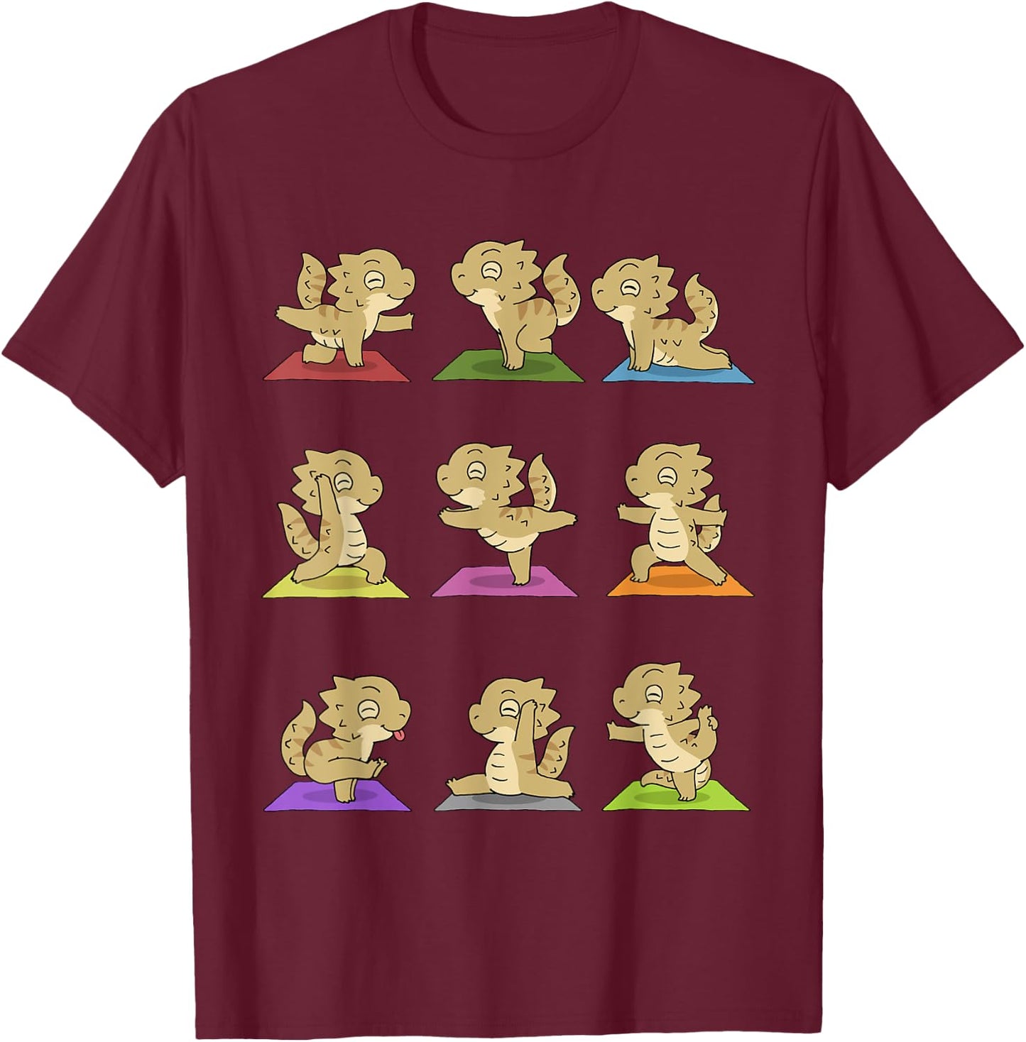 Bearded Dragon Yoga T-Shirt - T-Shirt | Maroon