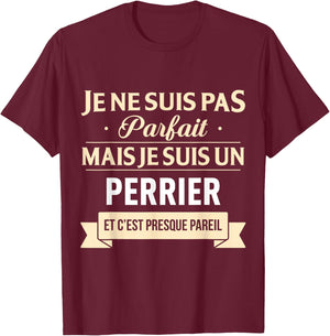 Gift Humor Perrier Last Name , Black, S T-Shirt - T-Shirt | Maroon