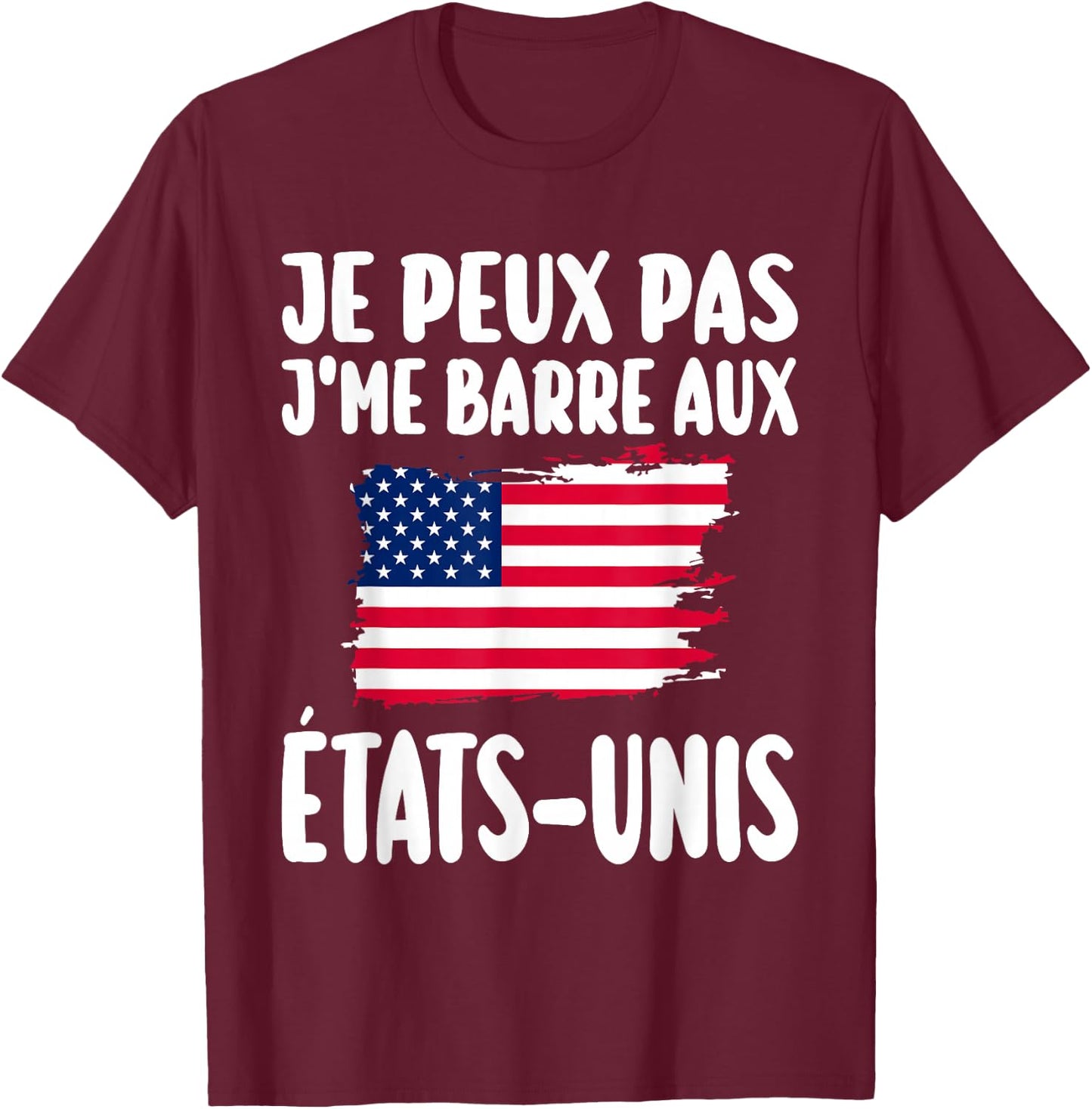 J'Peux Pas J'Me Barre USA Travel Gift , Black, S T-Shirt - T-Shirt | Maroon