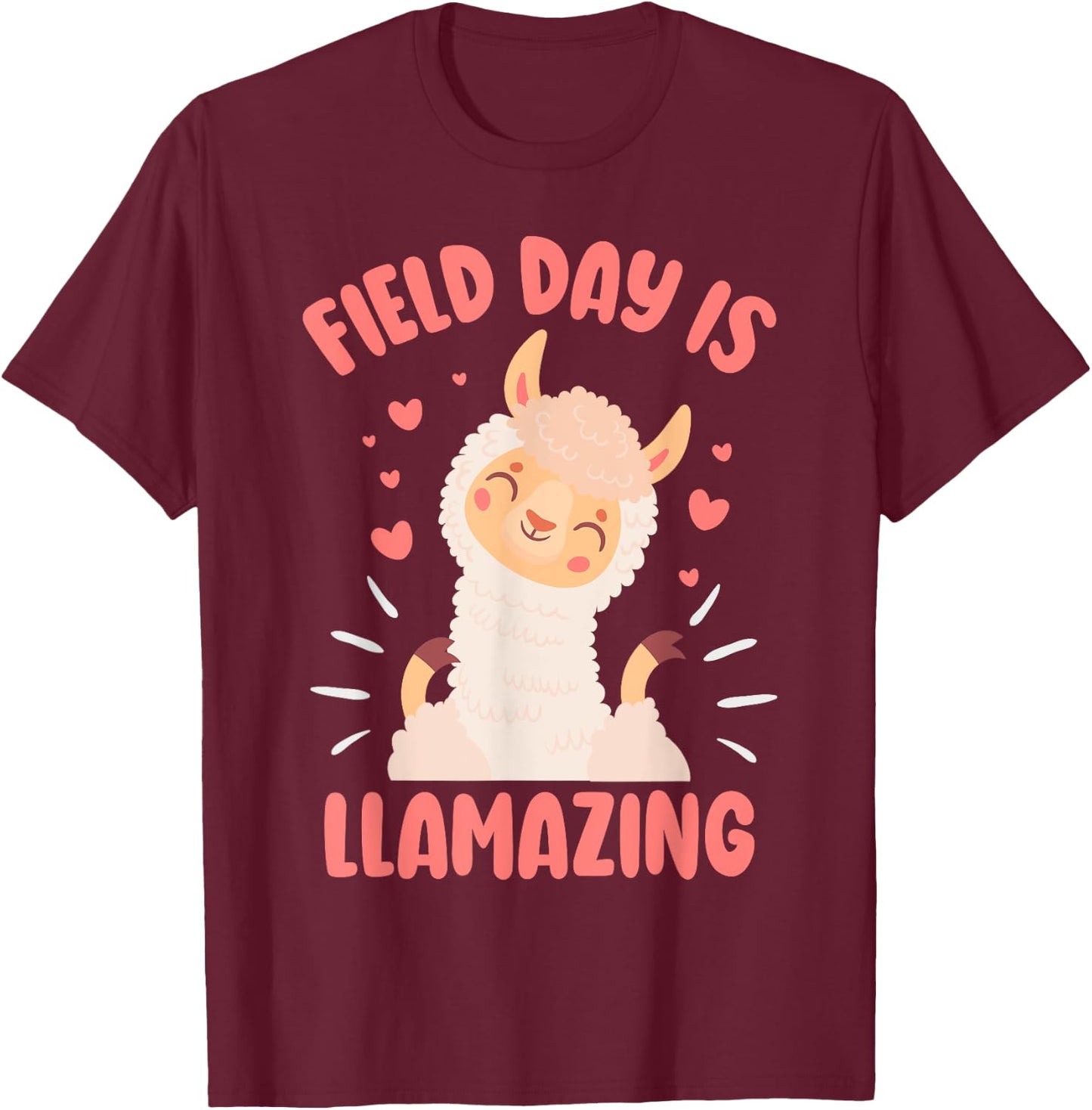 Llama Field Day Teacher Kids Alpaca T-Shirt - T-Shirt | Maroon