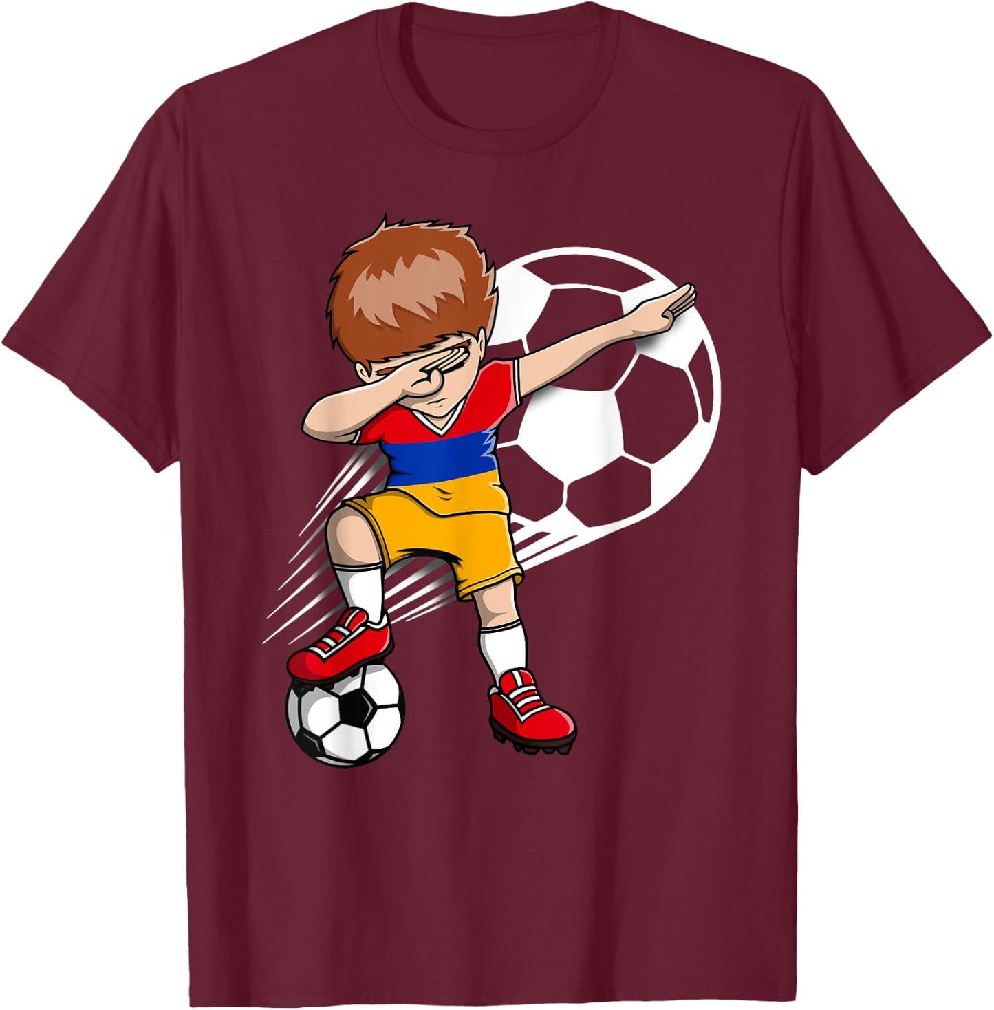 Dabbing Soccer Boy - Armenia Jersey Armenian Football Fans T-Shirt - T-Shirt | Maroon
