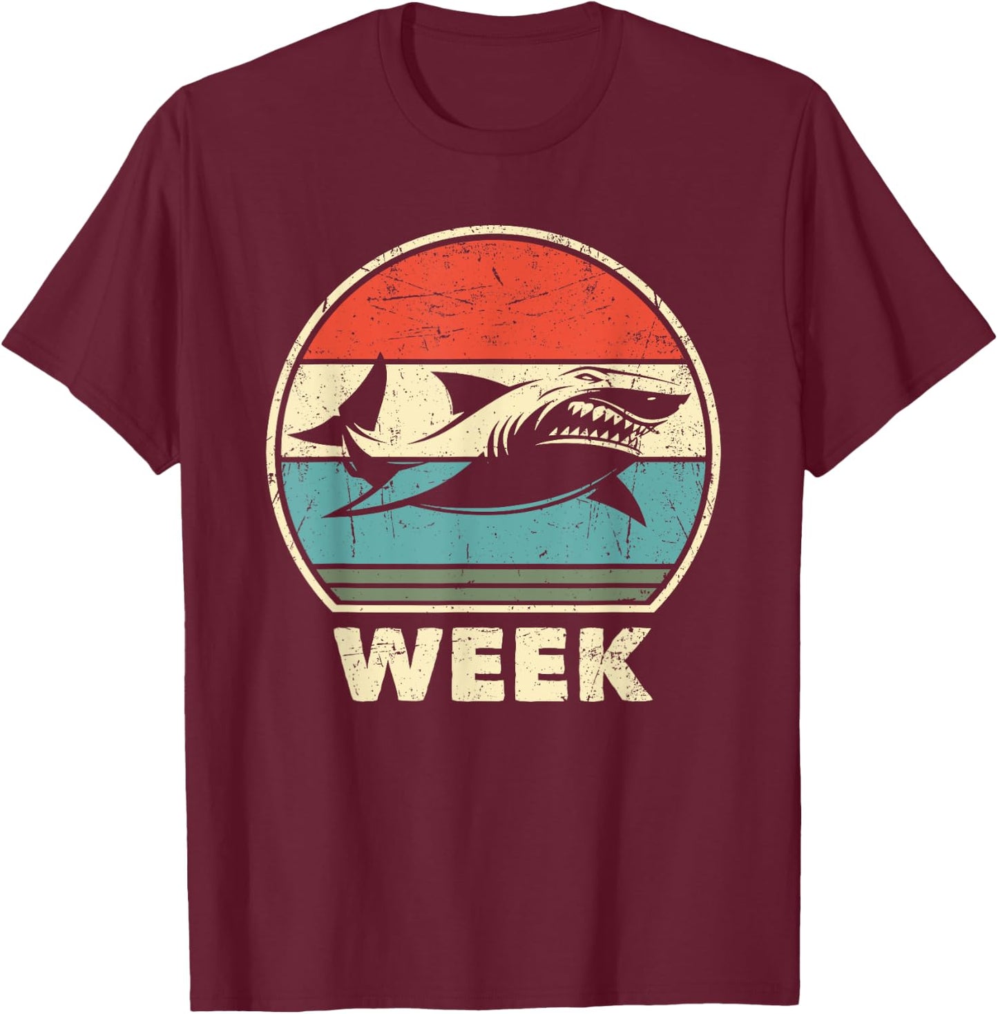 Funny Sharks Lover Week Retro Vintage Shark T-Shirt - T-Shirt | Maroon