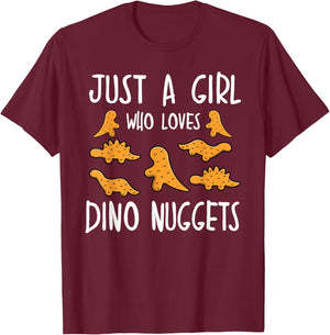 Nur ein Mädchen, das Dino Nuggets liebt Merch Chicken Nuggets T-Shirt - T-Shirt | Maroon
