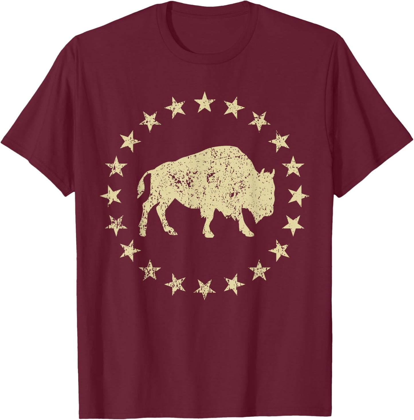 Buffalo Graphic Bison And Stars I Buffalo T-Shirt - T-Shirt | Maroon
