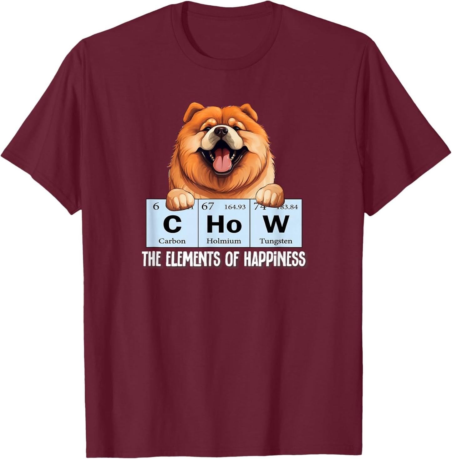 & Cute Elements of Happiness Chow Chow Lover T-Shirt - T-Shirt | Maroon
