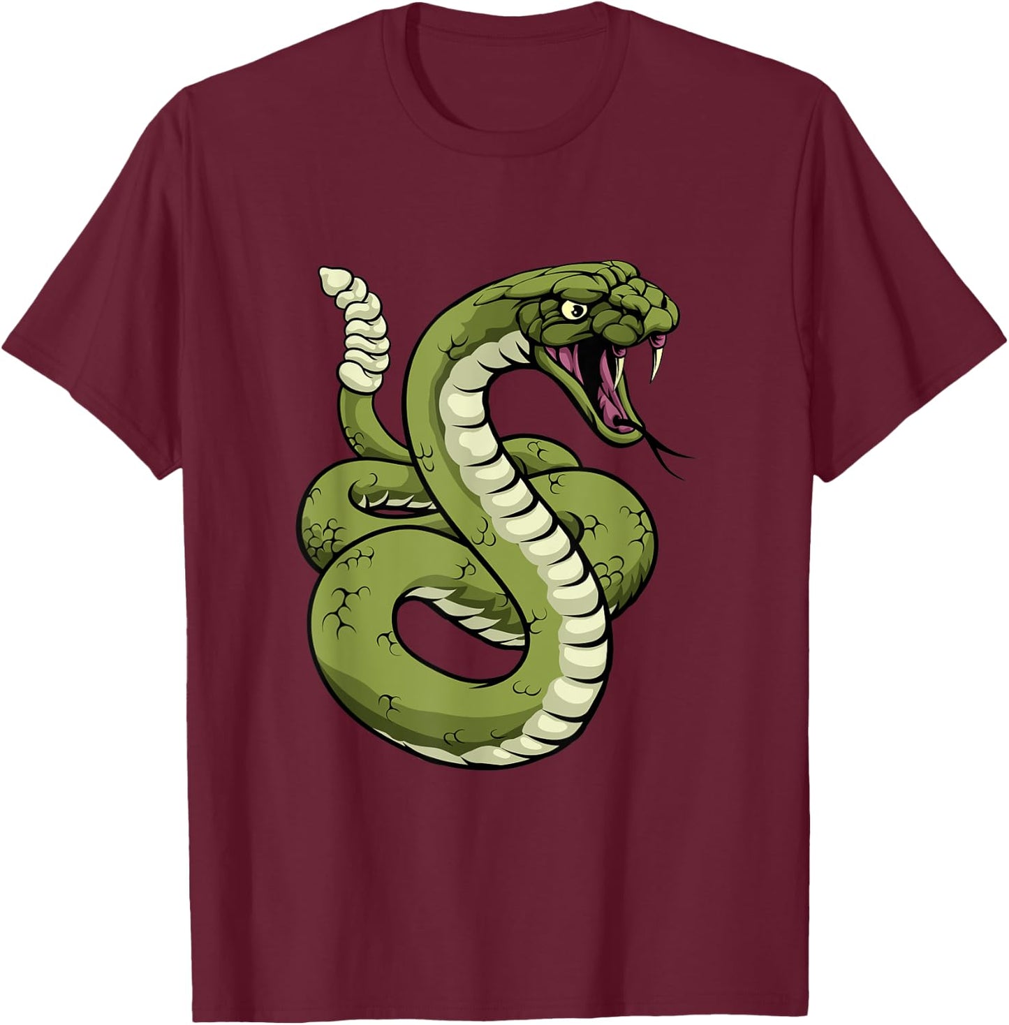 Rattlesnake Snake Animal Cartoon Design T-Shirt - T-Shirt | Maroon