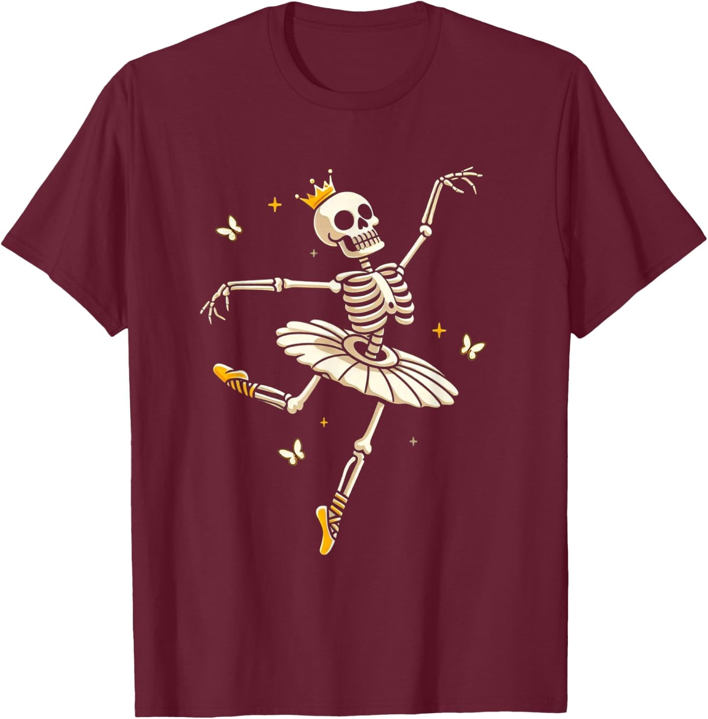 Skeleton Ballerina Ballet Dance Cute Halloween Costume Girl T-Shirt - T-Shirt | Maroon