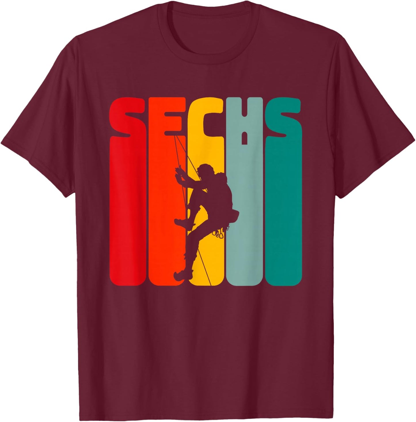 Kletterer Boulderer 6 Jahre Jungen Klettern 6 Geburtstag T-Shirt - T-Shirt | Maroon