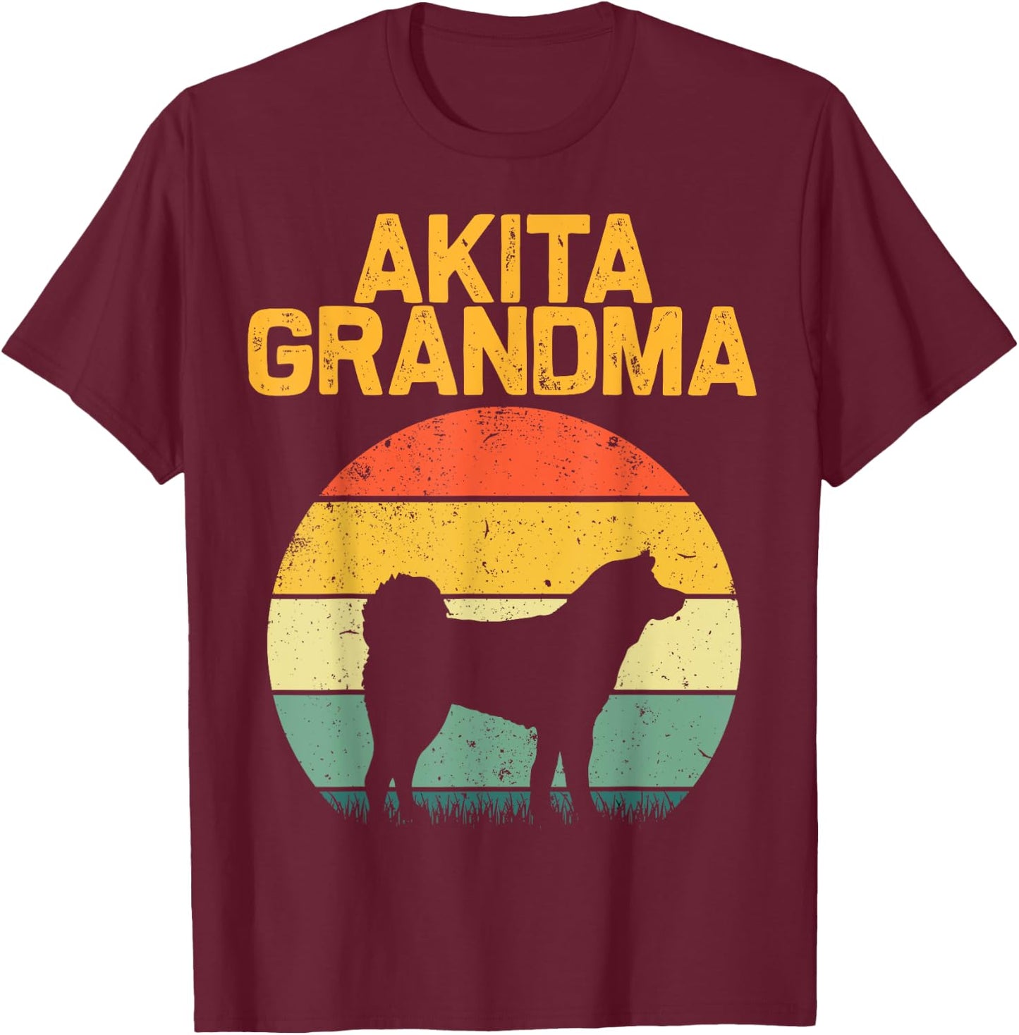 Funny Akita Dog Design For Grandma Women Shibu Inu Lovers T-Shirt - T-Shirt | Maroon