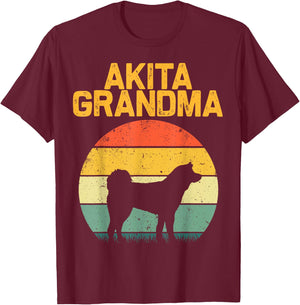 Funny Akita Dog Design For Grandma Women Shibu Inu Lovers T-Shirt - T-Shirt | Maroon