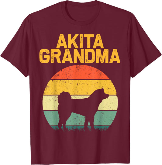 Funny Akita Dog Design For Grandma Women Shibu Inu Lovers T-Shirt - T-Shirt | Maroon
