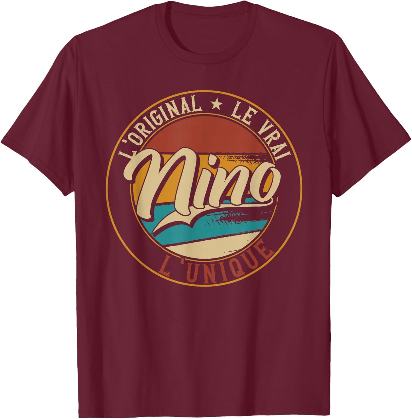 Nino The Original The True The Unique Men & Boys , Black T-Shirt - T-Shirt | Maroon