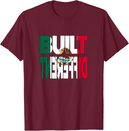 Mexico Mexican Flag Built Different Mexico T-Shirt - T-Shirt | Maroon
