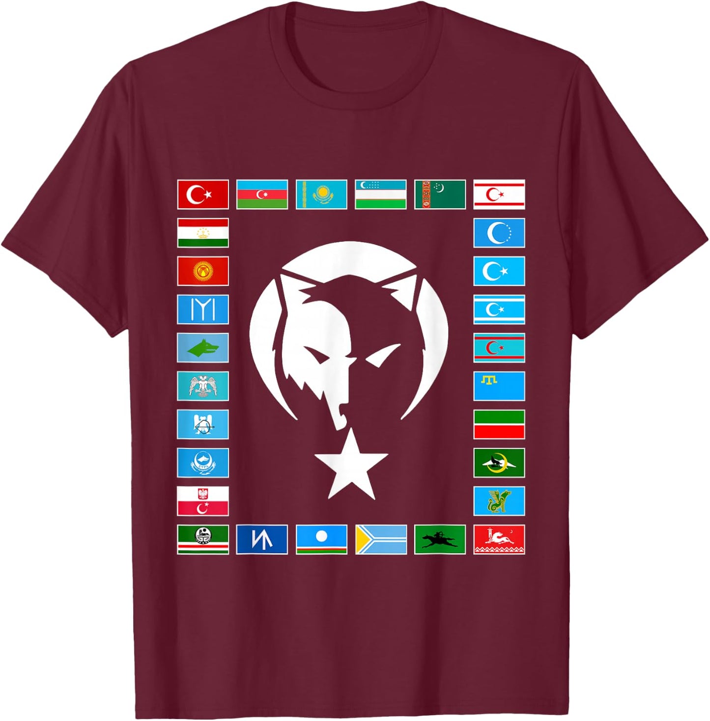 Kazakhstan,Gokturk,Turan,Turkey Flag,Turk Bayragi,Turkiye. T-Shirt - T-Shirt | Maroon