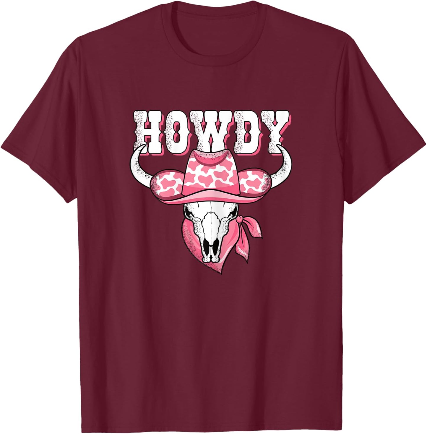 Howdy Western Country Cowgirl Rodeo Women Girls T-Shirt - T-Shirt | Maroon