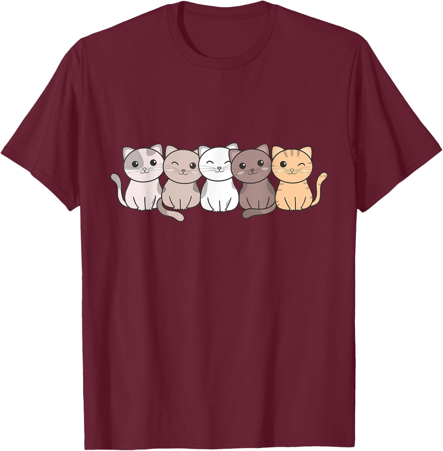 Katze Kawaii Katzen Niedliche Tiere Für Kinder Katzen T-Shirt - T-Shirt | Maroon