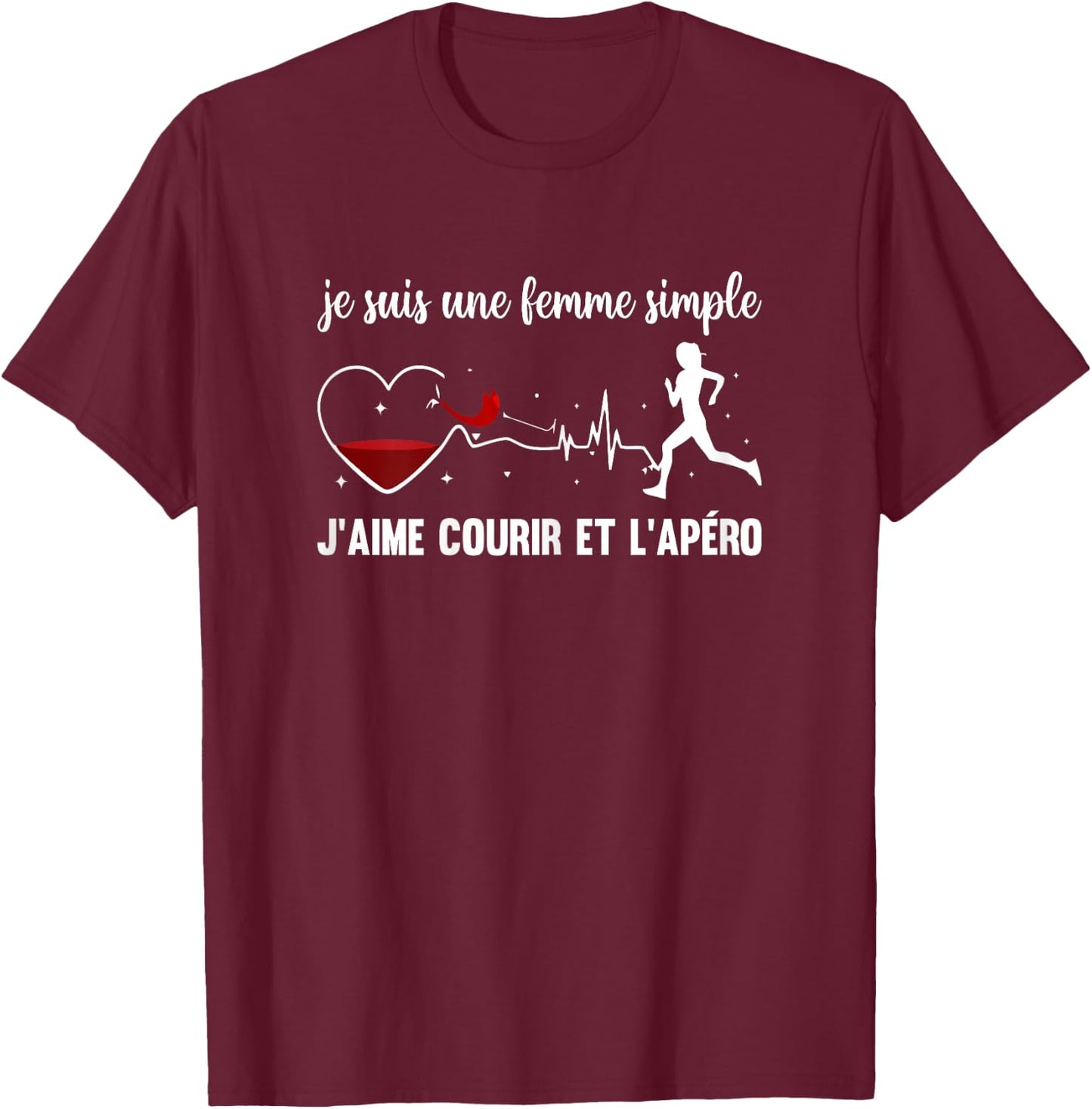 Women's Simple Gift Humor Running And Apero Sport Athletics , Black, Female X-Small T-Shirt - T-Shirt | Maroon
