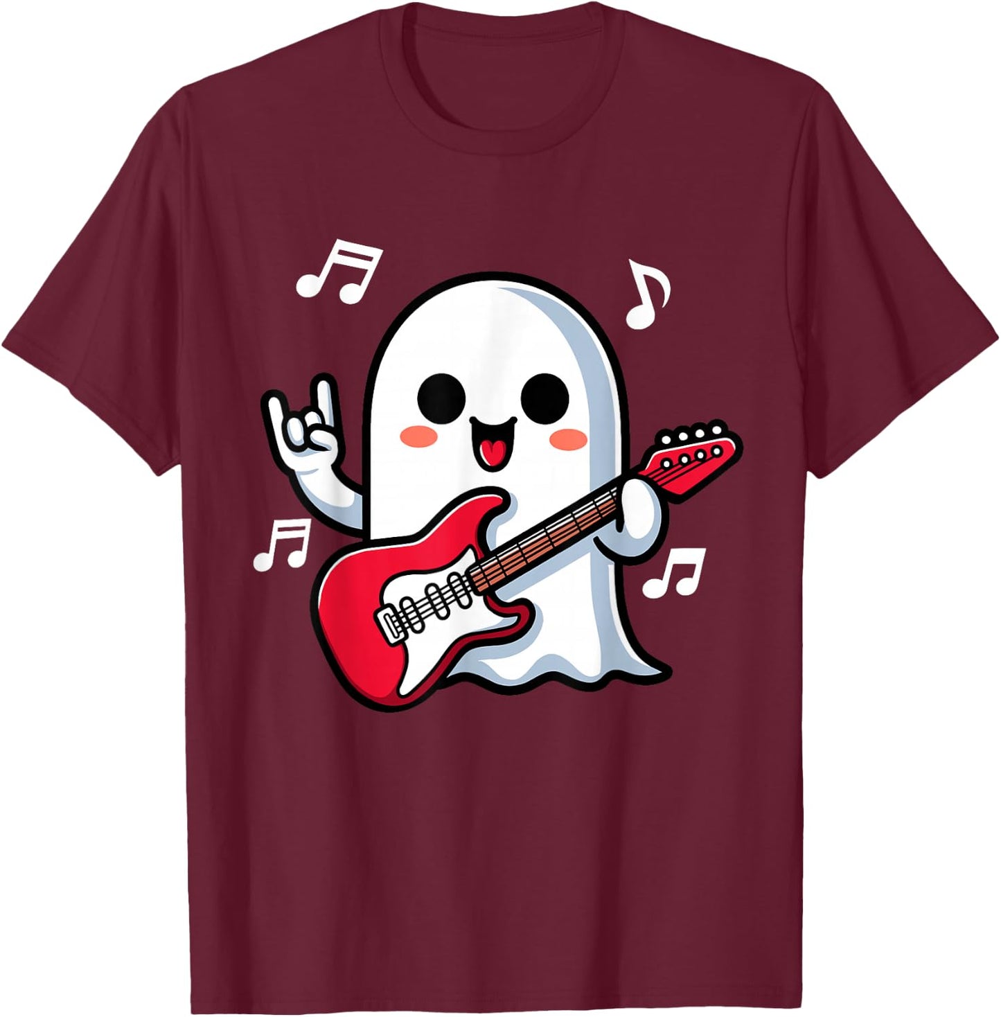 Spooky Ghost Electric Guitar Rock And Roll Boys T-Shirt - T-Shirt | Maroon