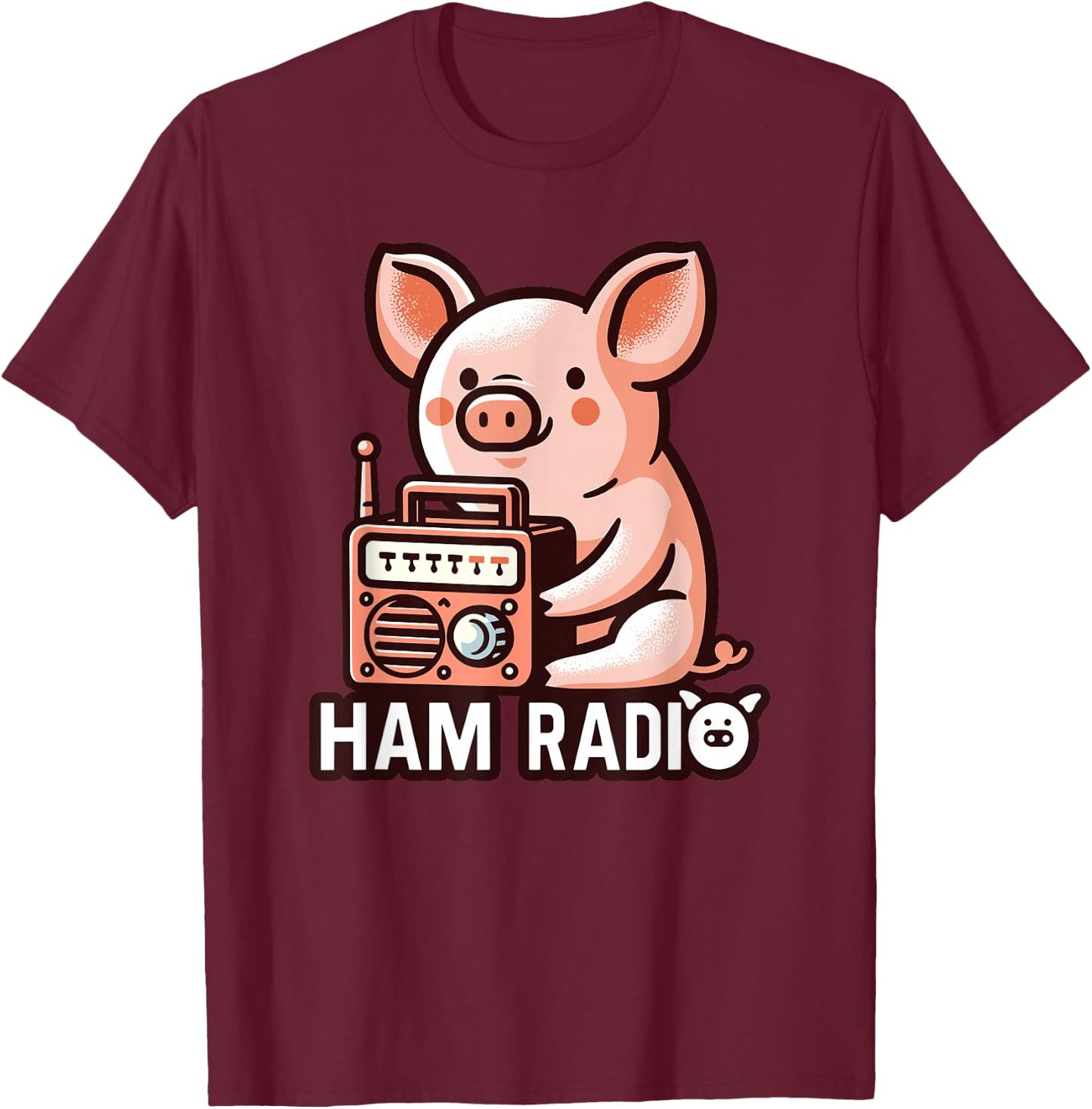 Ham Radio Pig Lover Geek CW Operator T-Shirt - T-Shirt | Maroon