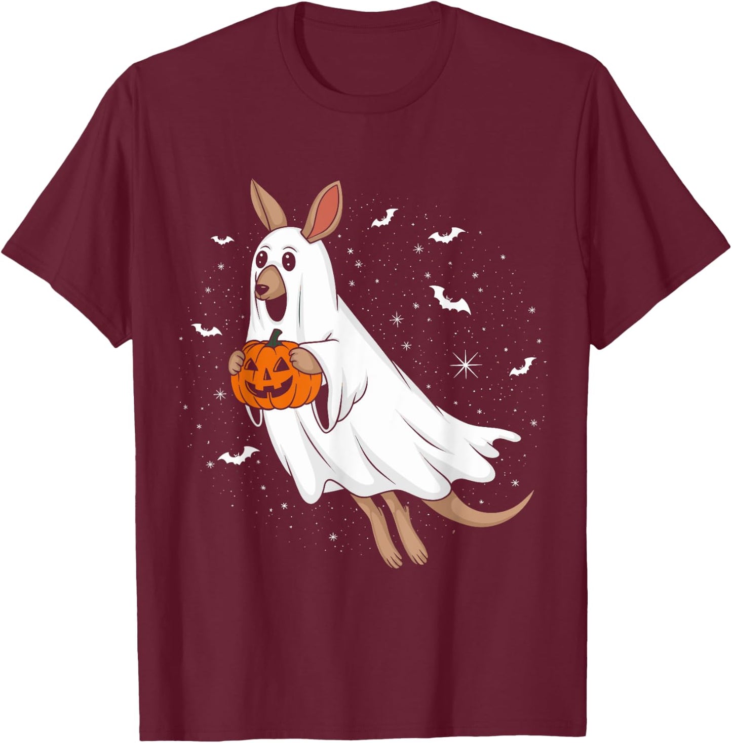 Funny Ghost Kangaroo Lovers Spooky Halloween Costume T-Shirt - T-Shirt | Maroon