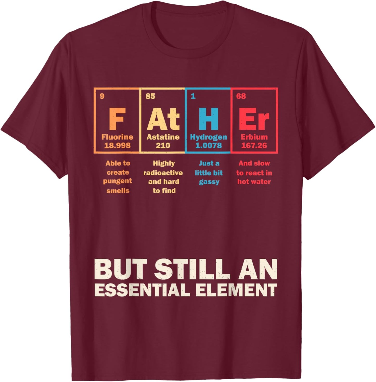 Father Periodic Table Chemistry Elements Science Vintage T-Shirt - T-Shirt | Maroon
