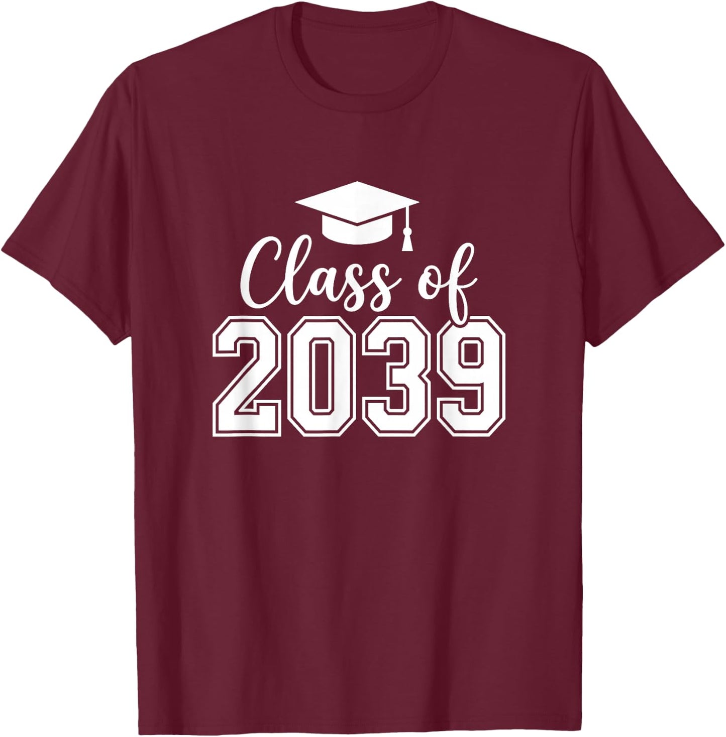 Cute Class of 2039 Kindergarten Graduation T-Shirt - T-Shirt | Maroon