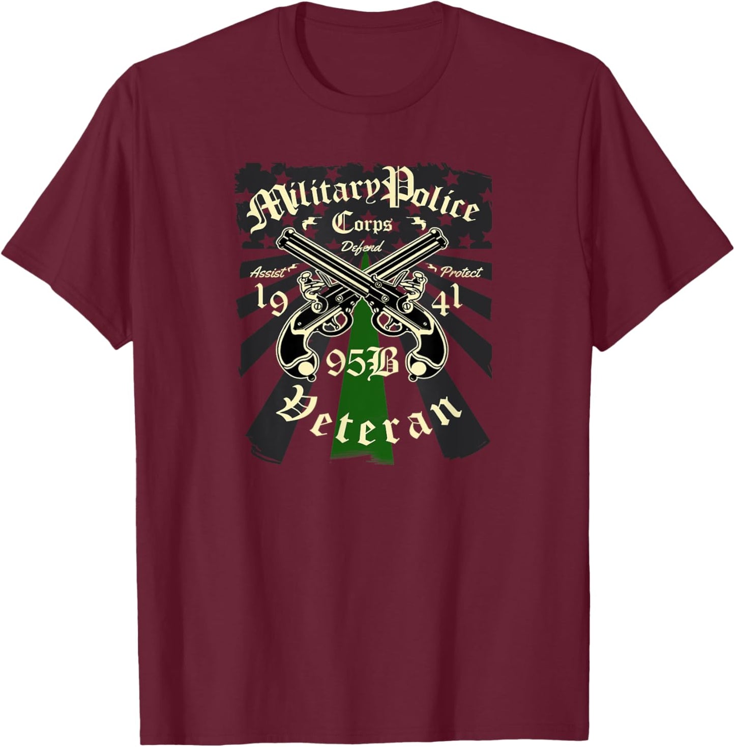 95B Military Police Veteran Thin Green Line T-Shirt - T-Shirt | Maroon