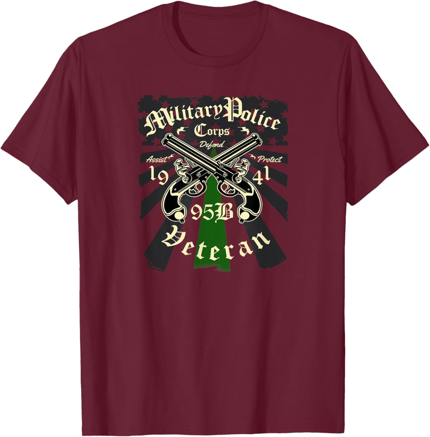 95B Military Police Veteran Thin Green Line T-Shirt - T-Shirt | Maroon