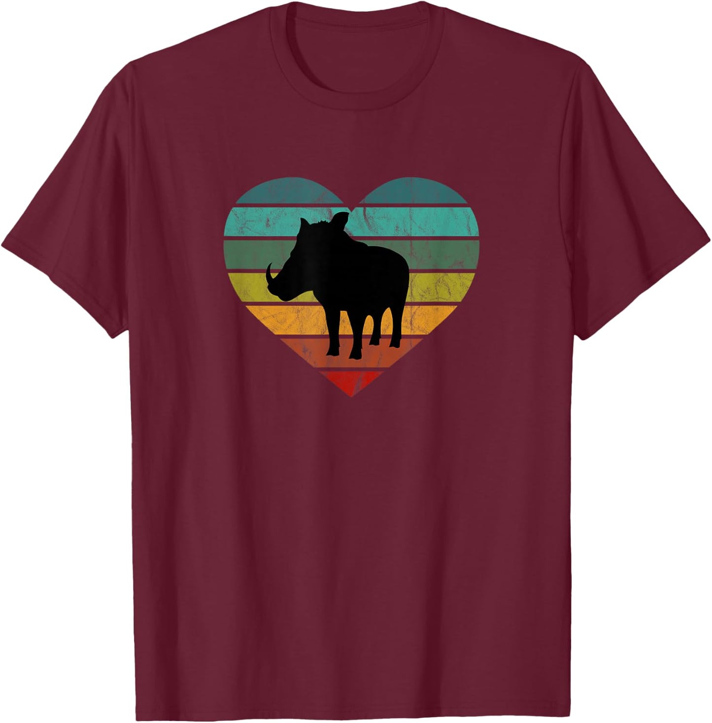 I Love Warthogs in Africa Heart Wilderness Serengeti T-Shirt - T-Shirt | Maroon
