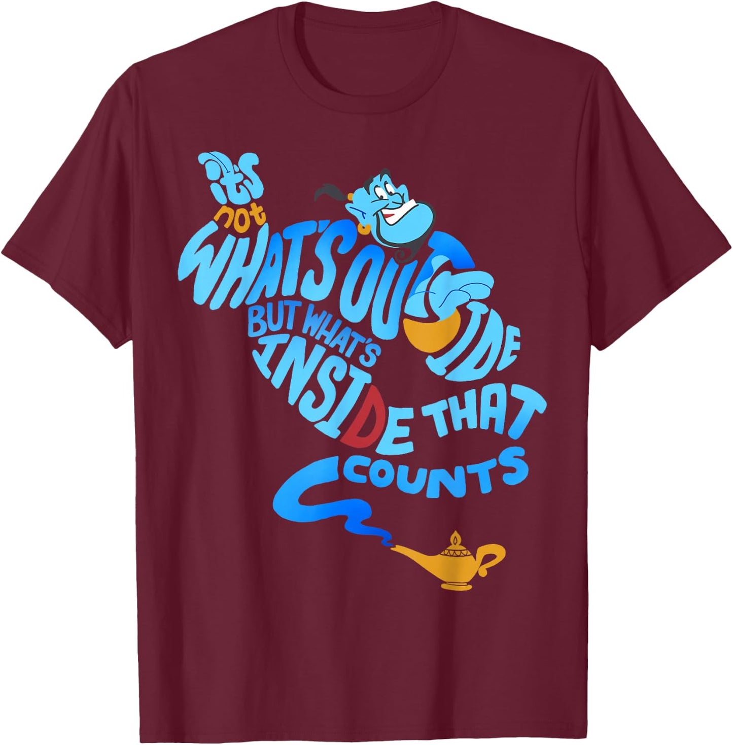 Disney Aladdin Genie Out Bottle Quote Graphic T-Shirt - T-Shirt | Maroon
