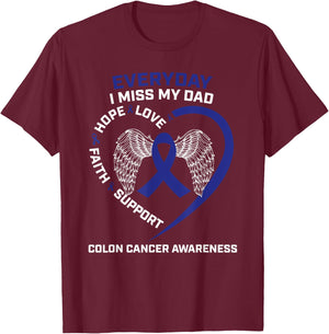 Colorectal Wings In Memory Of My Dad Colon Cancer Awareness T-Shirt - T-Shirt | Maroon