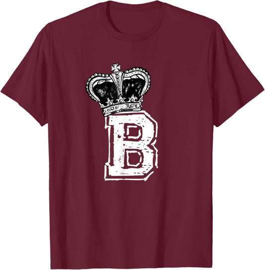 Queen B - Letter B and Crown (Bee) T-Shirt - T-Shirt | Maroon