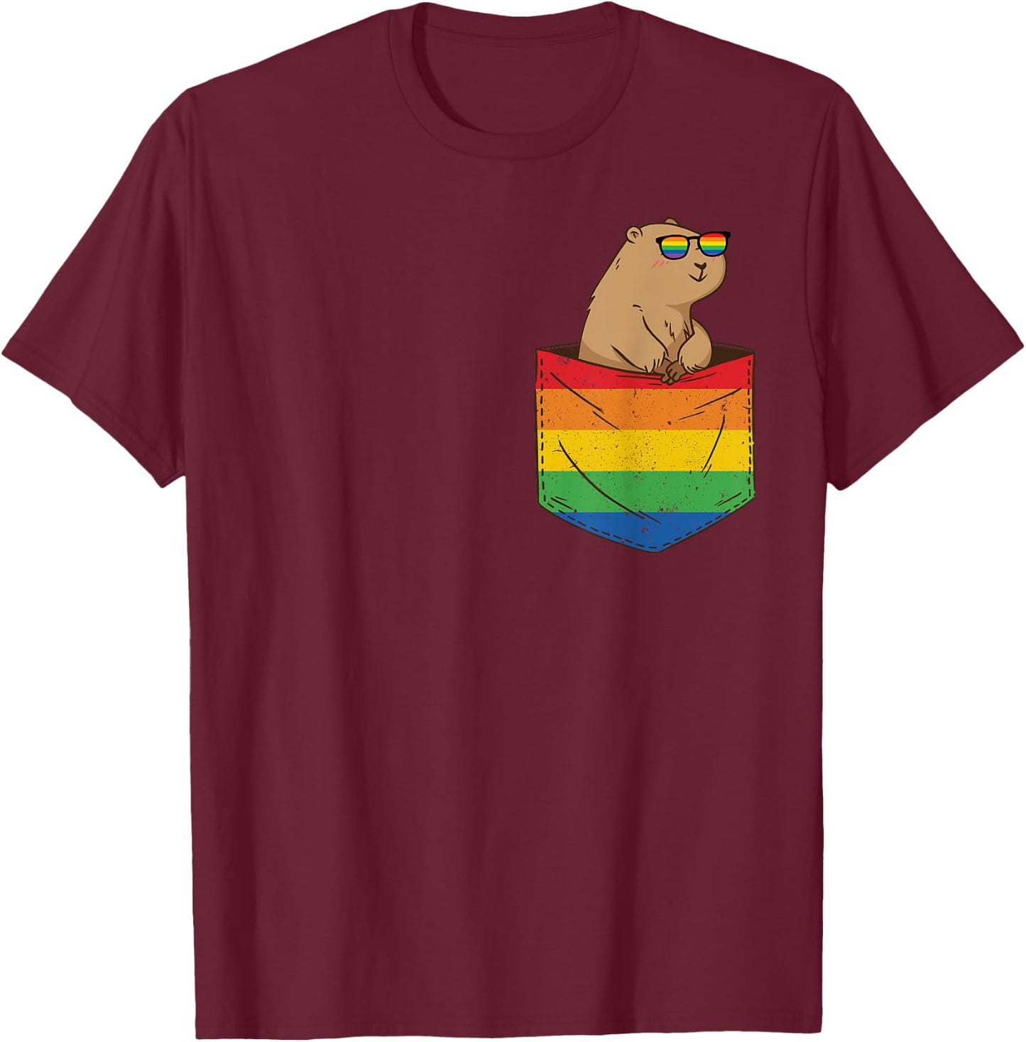 Lustige Taschen-Nager LGBT Tier Regenbogen Flagge Gay Pride T-Shirt - T-Shirt | Maroon