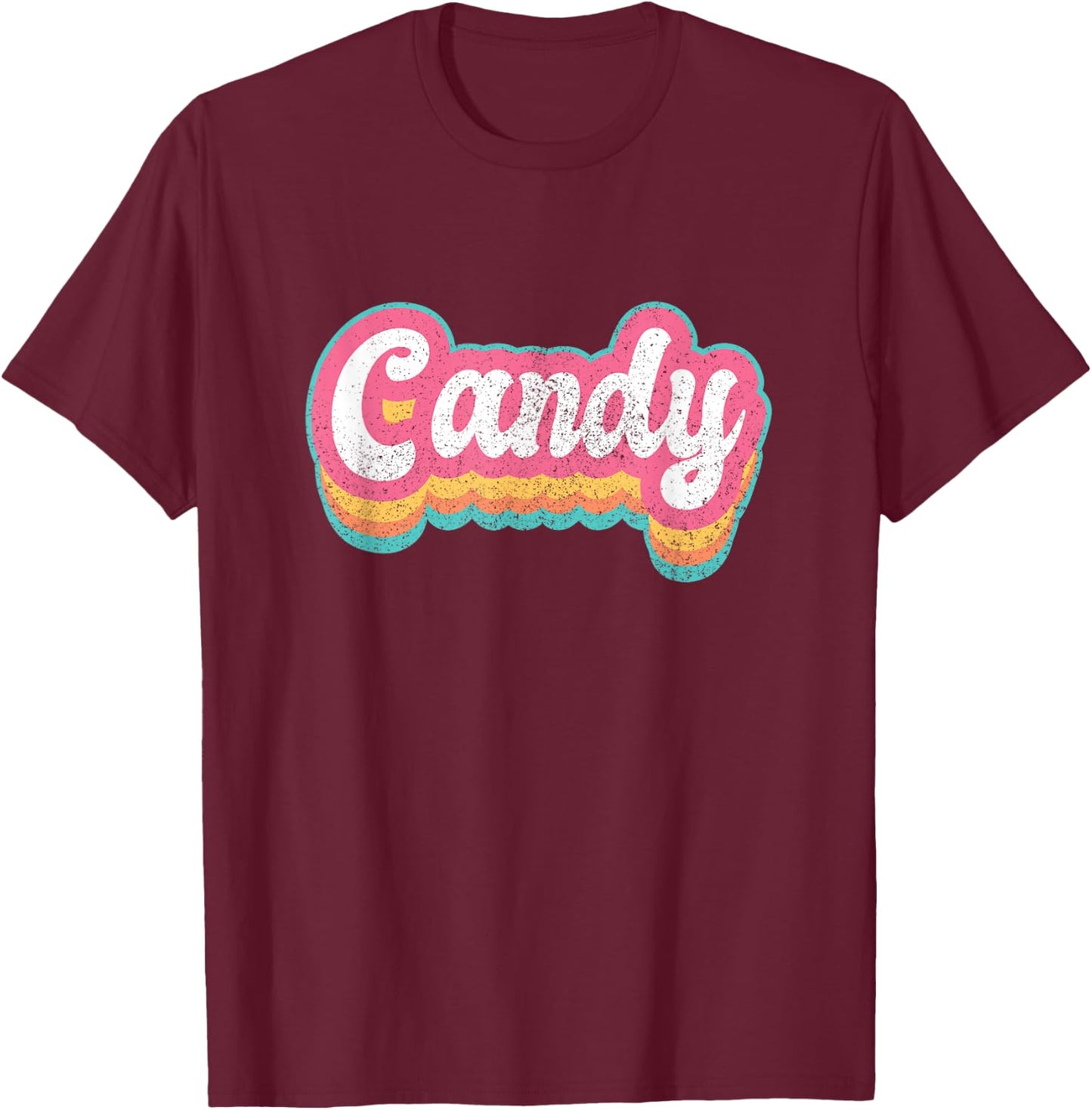Candy First Name Girl Vintage 70s 80s Personalized T-Shirt - T-Shirt | Maroon