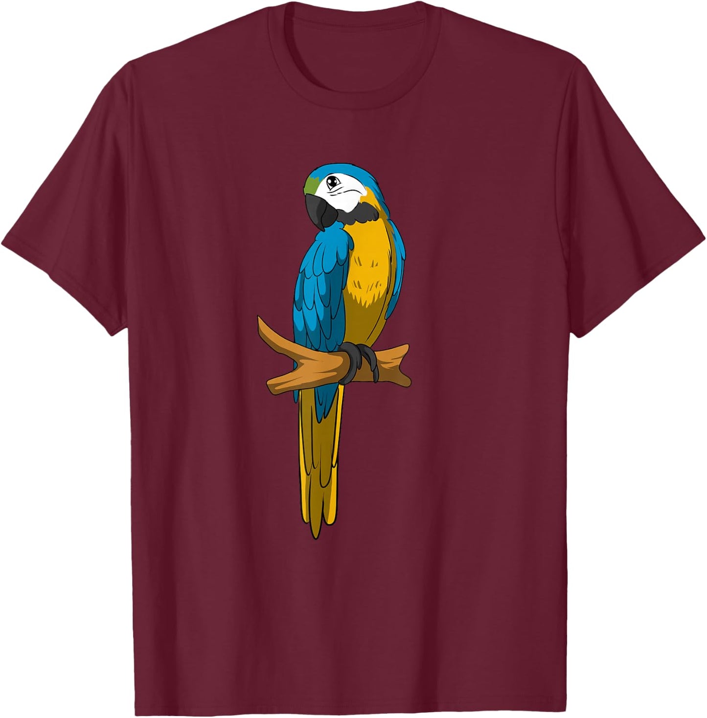 Funny Blue And Gold Macaw Parrot T-Shirt - T-Shirt | Maroon