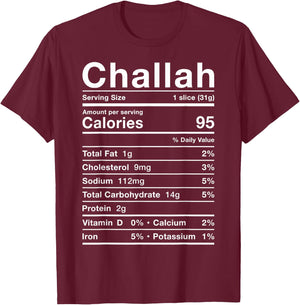 Challah Nutrition Facts Costume Roll Bread Nutritional Facts T-Shirt - T-Shirt | Maroon