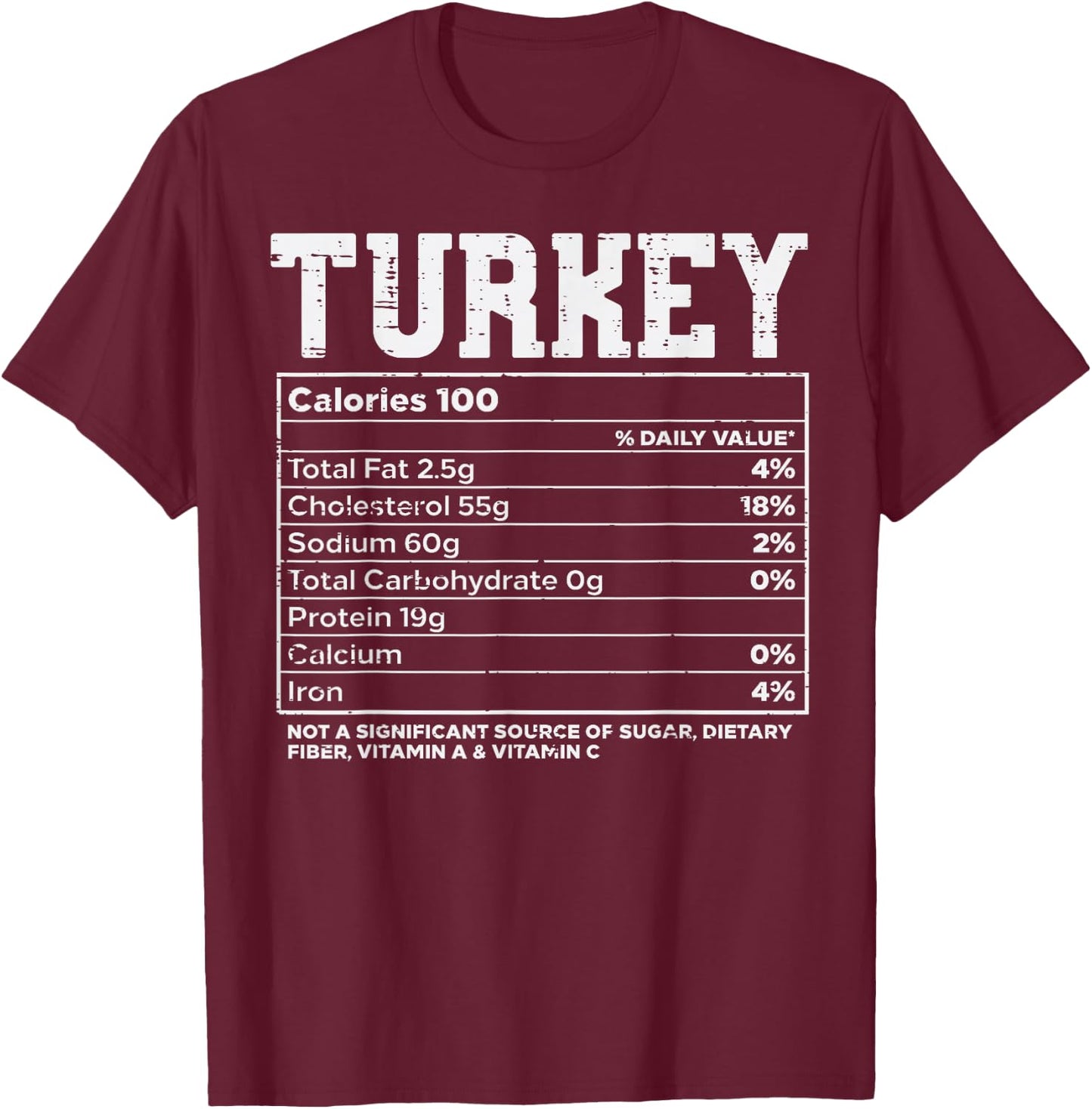 Turkey Nutritional Facts Thanksgiving Food Recipe Family T-Shirt - T-Shirt | Maroon