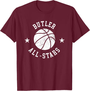 Butler Vintage All-Stars Retro 80s Basketball T-Shirt - T-Shirt | Maroon