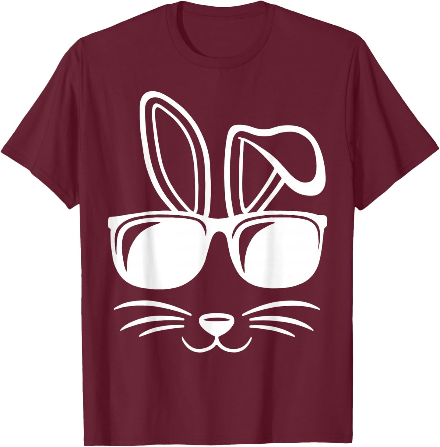Bunny Face With Sunglasses Men Boys Kids Easter Day T-Shirt - T-Shirt | Maroon