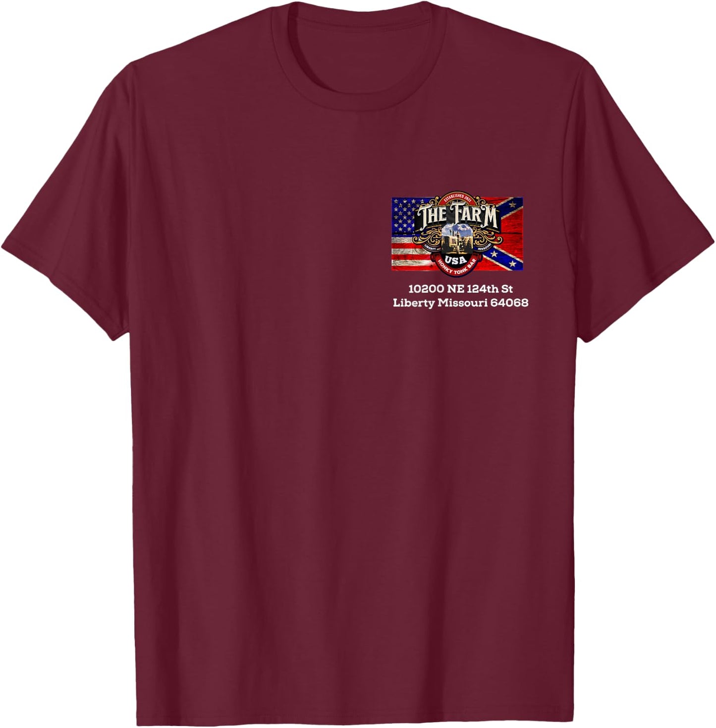 The Farm Liberty Missouri USA Bar Honky-tonk T-Shirt - T-Shirt | Maroon