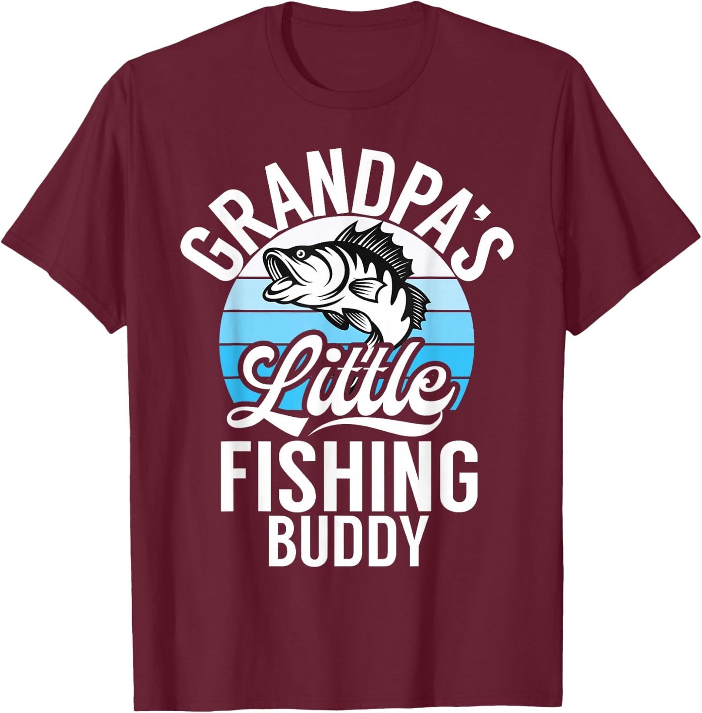 Grandpas little Fishing Buddy Grandson T-Shirt - T-Shirt | Maroon