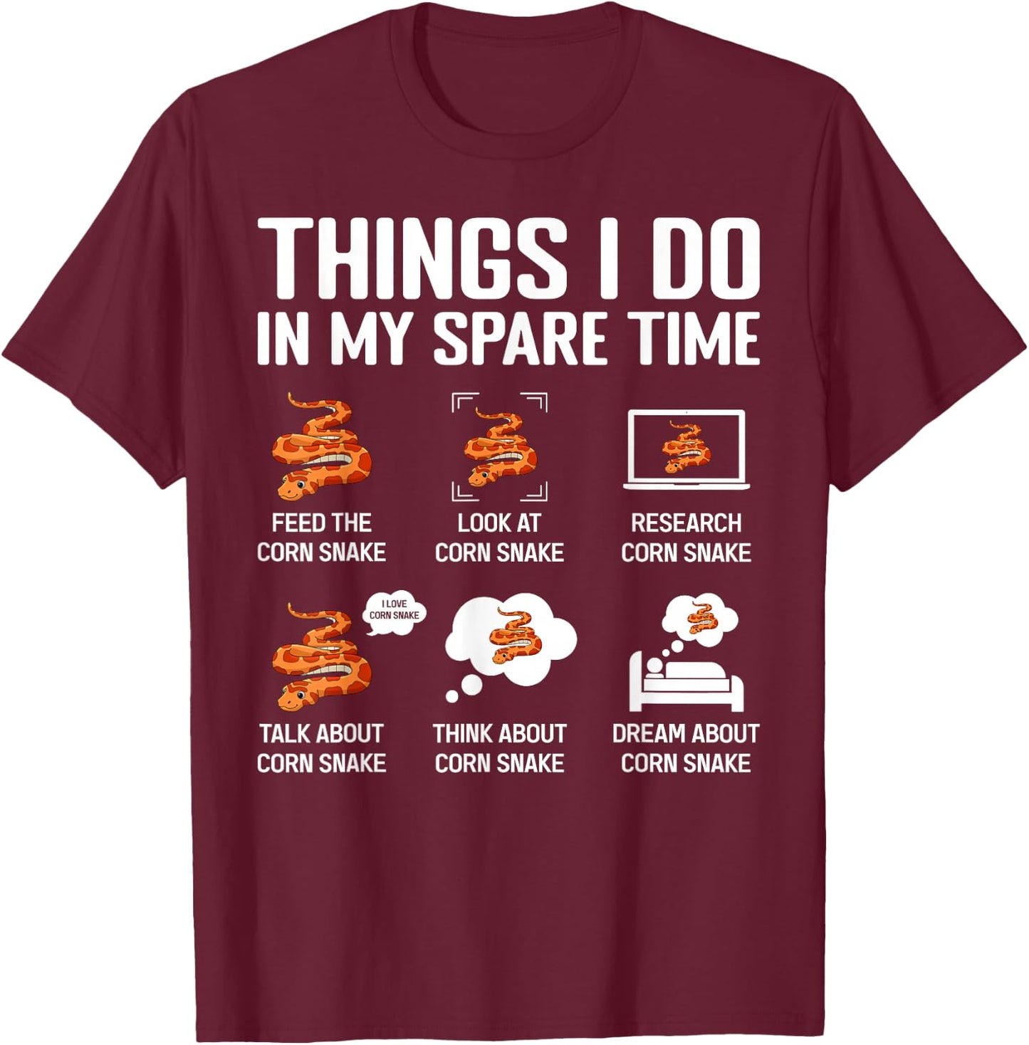 Corn Snake Terrarium Enclosure Food Hide Reptile Keeping T-Shirt - T-Shirt | Maroon