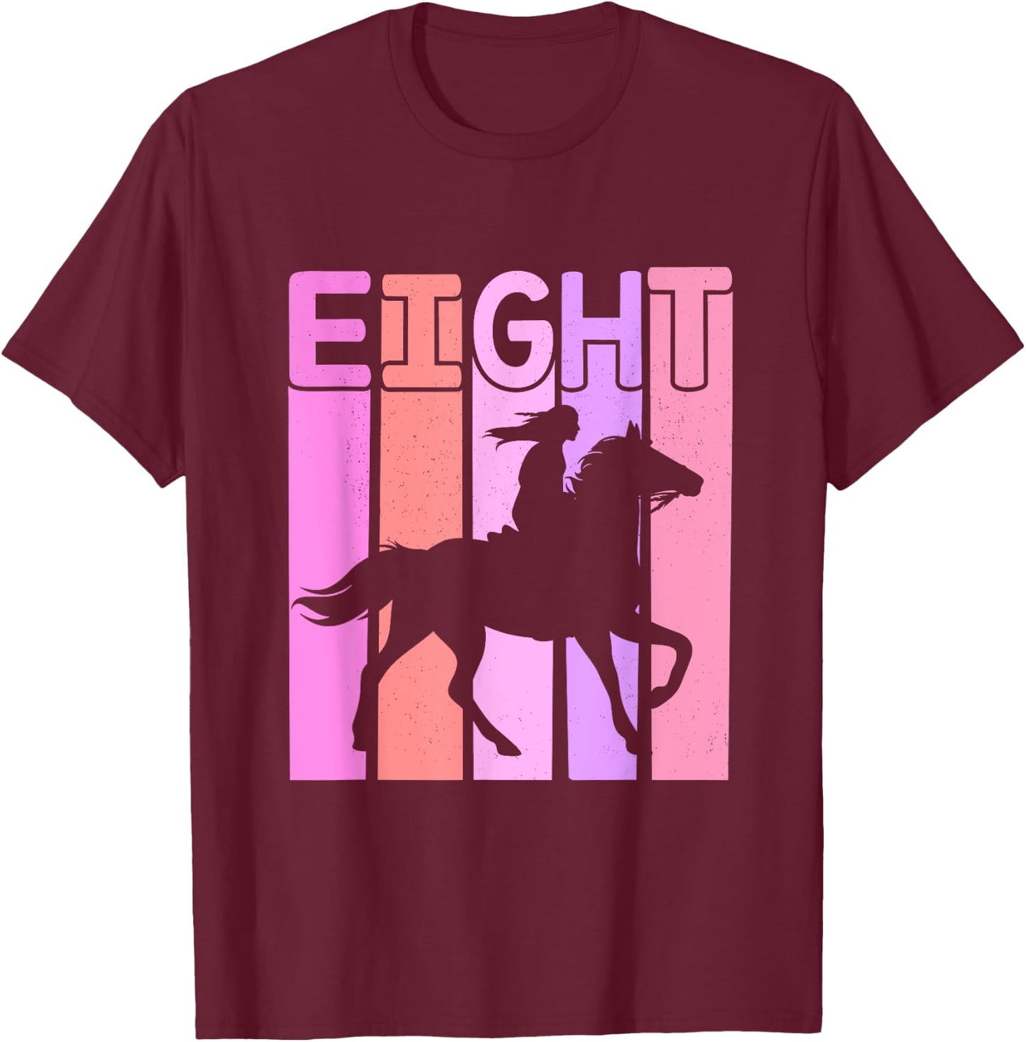 Horse Girl 8th Birthday Horseback Riding 8 Year Old T-Shirt - T-Shirt | Maroon