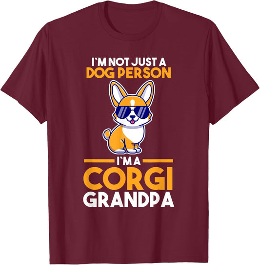 Dog Grandfather Corgi Grandpa T-Shirt - T-Shirt | Maroon