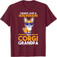 Dog Grandfather Corgi Grandpa T-Shirt - T-Shirt | Maroon