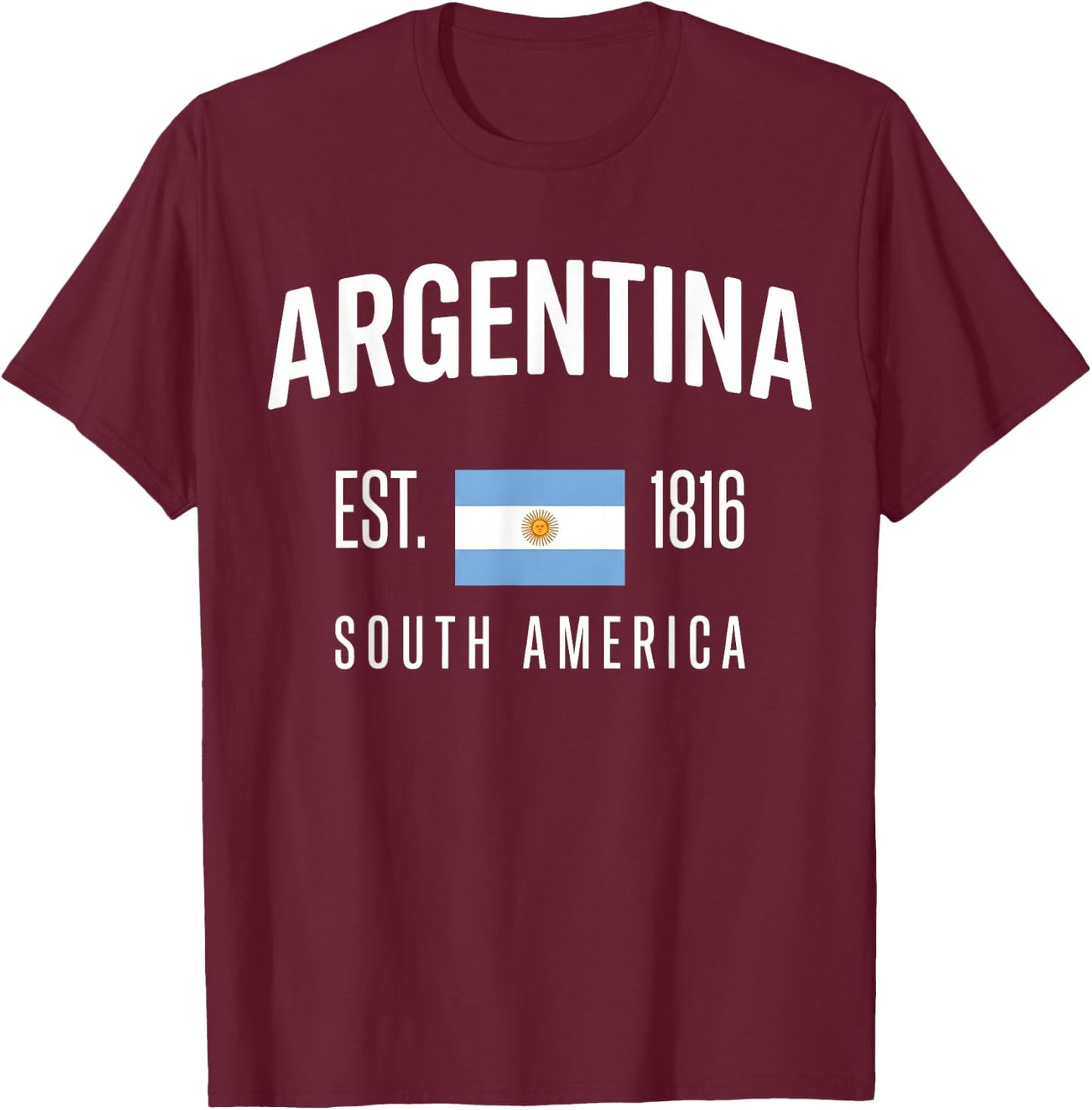 Argentina National Flag T-Shirt - T-Shirt | Maroon
