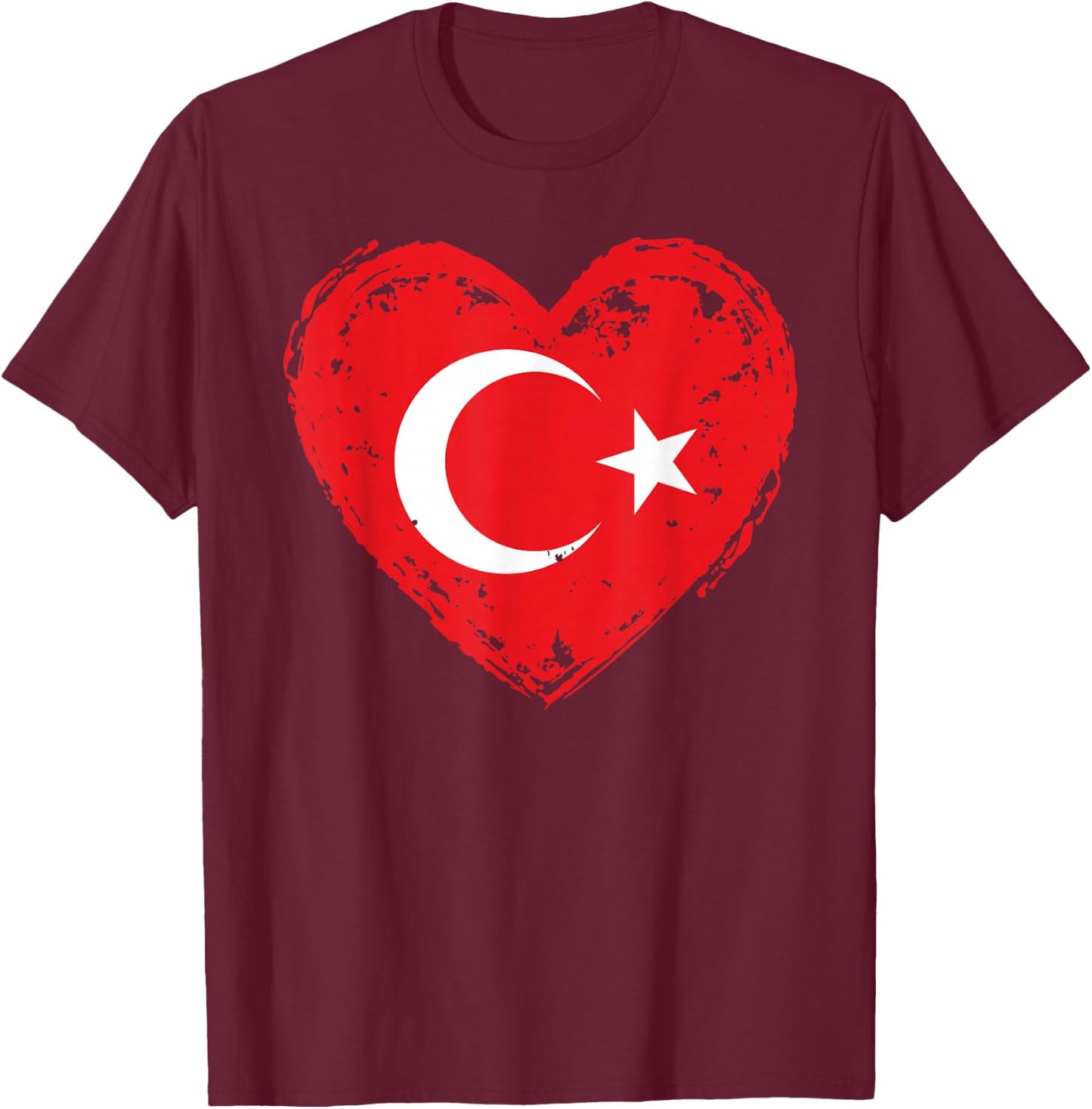 Türkiye In My Heart Turkish Flag Proud Turk Patriotic Turkey T-Shirt - T-Shirt | Maroon