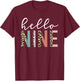 Hello Nine 9-Year-Old 9th Birthday Girl Leopard Print T-Shirt - T-Shirt | Maroon