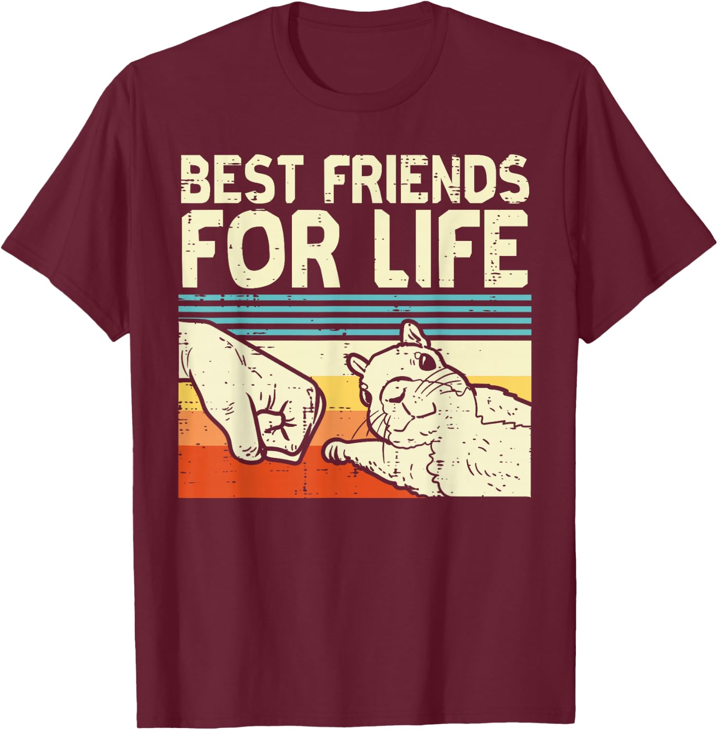 Best Friend for Life Squirrel Fist Bump Retro Men Women Kids T-Shirt - T-Shirt | Maroon