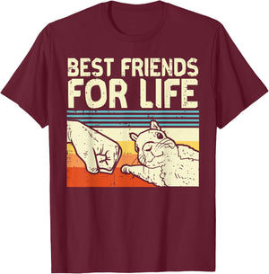 Best Friend for Life Squirrel Fist Bump Retro Men Women Kids T-Shirt - T-Shirt | Maroon